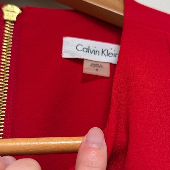 NWT Calvin Klein | Bright Red Exposed Zip Scuba Stretch Sheath Dress Size 4 - Picture 4 of 5